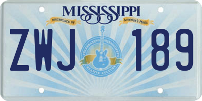 MS license plate ZWJ189