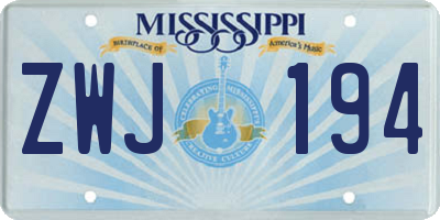 MS license plate ZWJ194