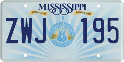 MS license plate ZWJ195