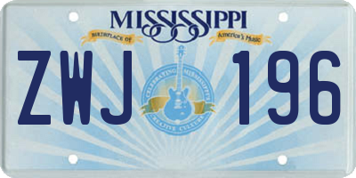 MS license plate ZWJ196