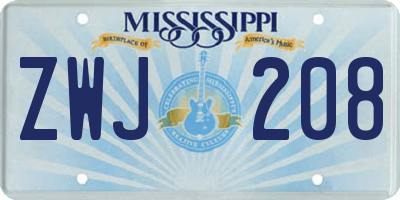 MS license plate ZWJ208