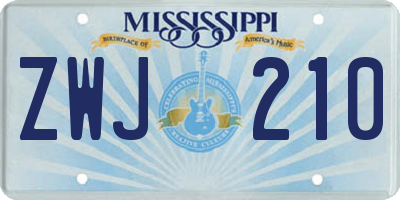 MS license plate ZWJ210