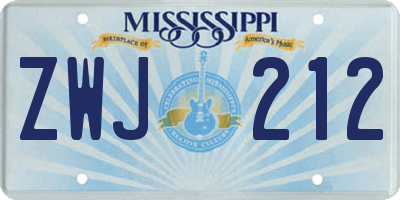 MS license plate ZWJ212