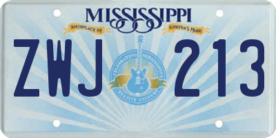 MS license plate ZWJ213
