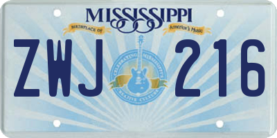MS license plate ZWJ216