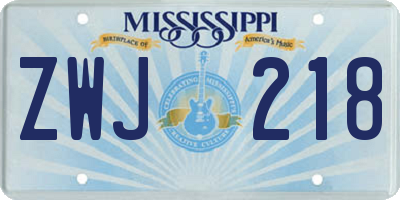 MS license plate ZWJ218