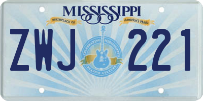 MS license plate ZWJ221