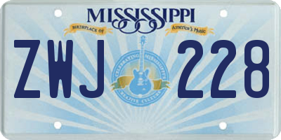 MS license plate ZWJ228