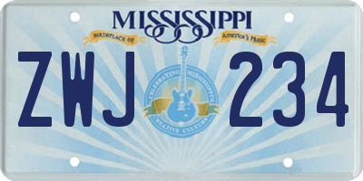 MS license plate ZWJ234