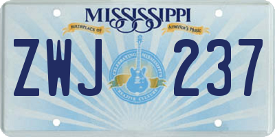 MS license plate ZWJ237