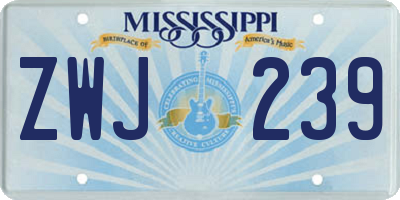 MS license plate ZWJ239