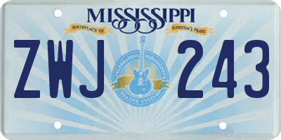 MS license plate ZWJ243