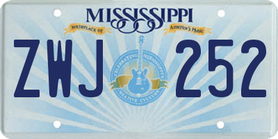 MS license plate ZWJ252