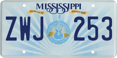 MS license plate ZWJ253