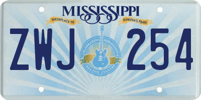 MS license plate ZWJ254