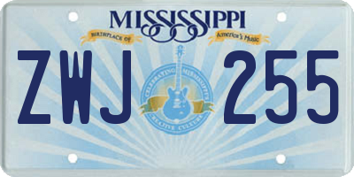 MS license plate ZWJ255