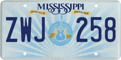 MS license plate ZWJ258