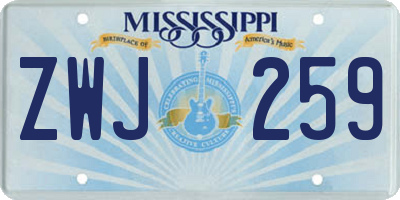 MS license plate ZWJ259