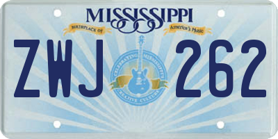 MS license plate ZWJ262