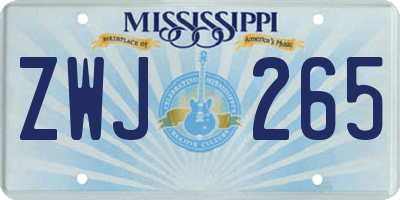 MS license plate ZWJ265