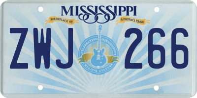 MS license plate ZWJ266