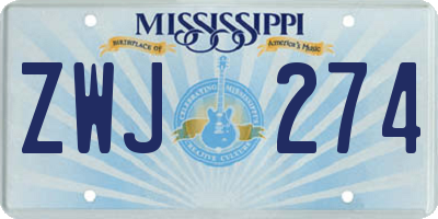 MS license plate ZWJ274