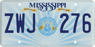 MS license plate ZWJ276
