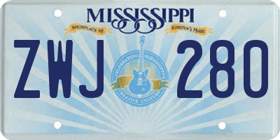 MS license plate ZWJ280