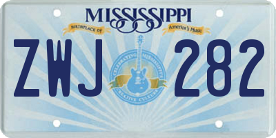 MS license plate ZWJ282