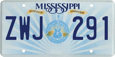 MS license plate ZWJ291