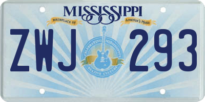 MS license plate ZWJ293