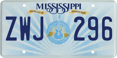 MS license plate ZWJ296