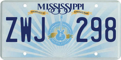 MS license plate ZWJ298