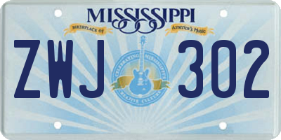 MS license plate ZWJ302