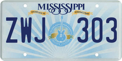 MS license plate ZWJ303