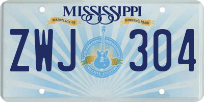 MS license plate ZWJ304