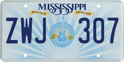 MS license plate ZWJ307