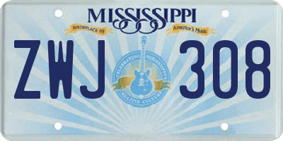 MS license plate ZWJ308