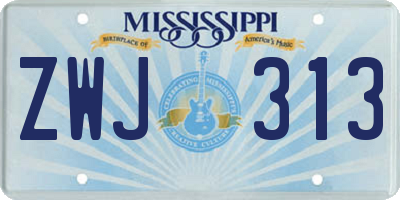 MS license plate ZWJ313