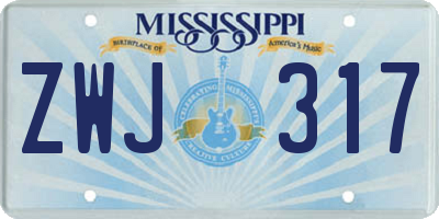 MS license plate ZWJ317