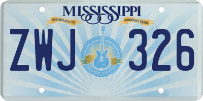 MS license plate ZWJ326