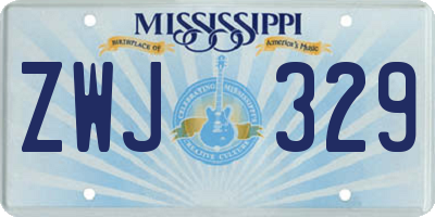 MS license plate ZWJ329
