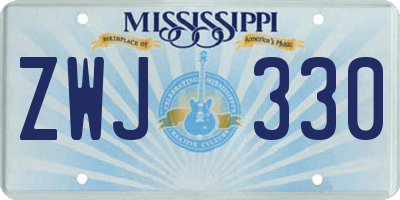 MS license plate ZWJ330
