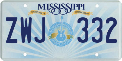 MS license plate ZWJ332