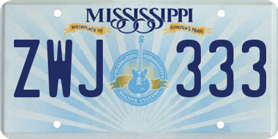 MS license plate ZWJ333