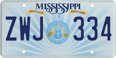 MS license plate ZWJ334