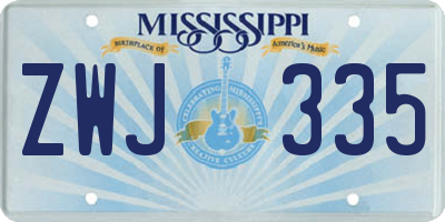 MS license plate ZWJ335