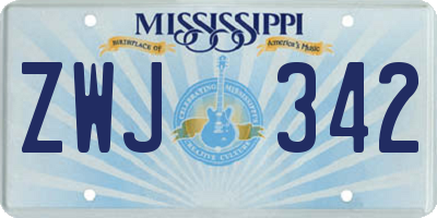 MS license plate ZWJ342
