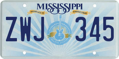 MS license plate ZWJ345