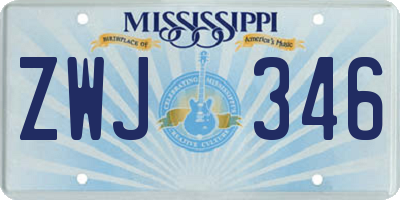 MS license plate ZWJ346